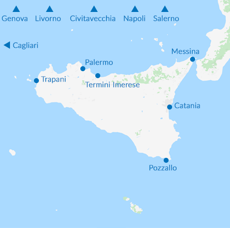 Traghetti per la Sicilia - tutti i porti 